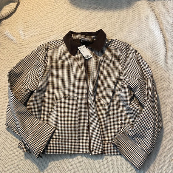 H&M Jackets & Blazers - H&M Black and White Checkered Utility Jacket